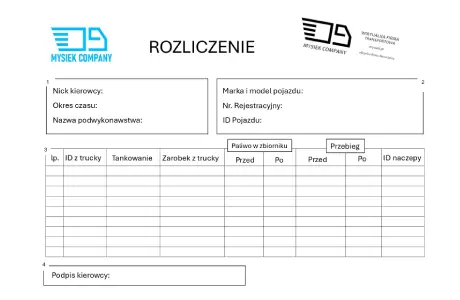 Wzór rozliczenia tygodniowego